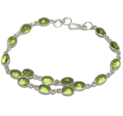 Sterling Silver Bracelet, 8.5" Stylish Spring time Vibrant Limon Green Stone Bracelet