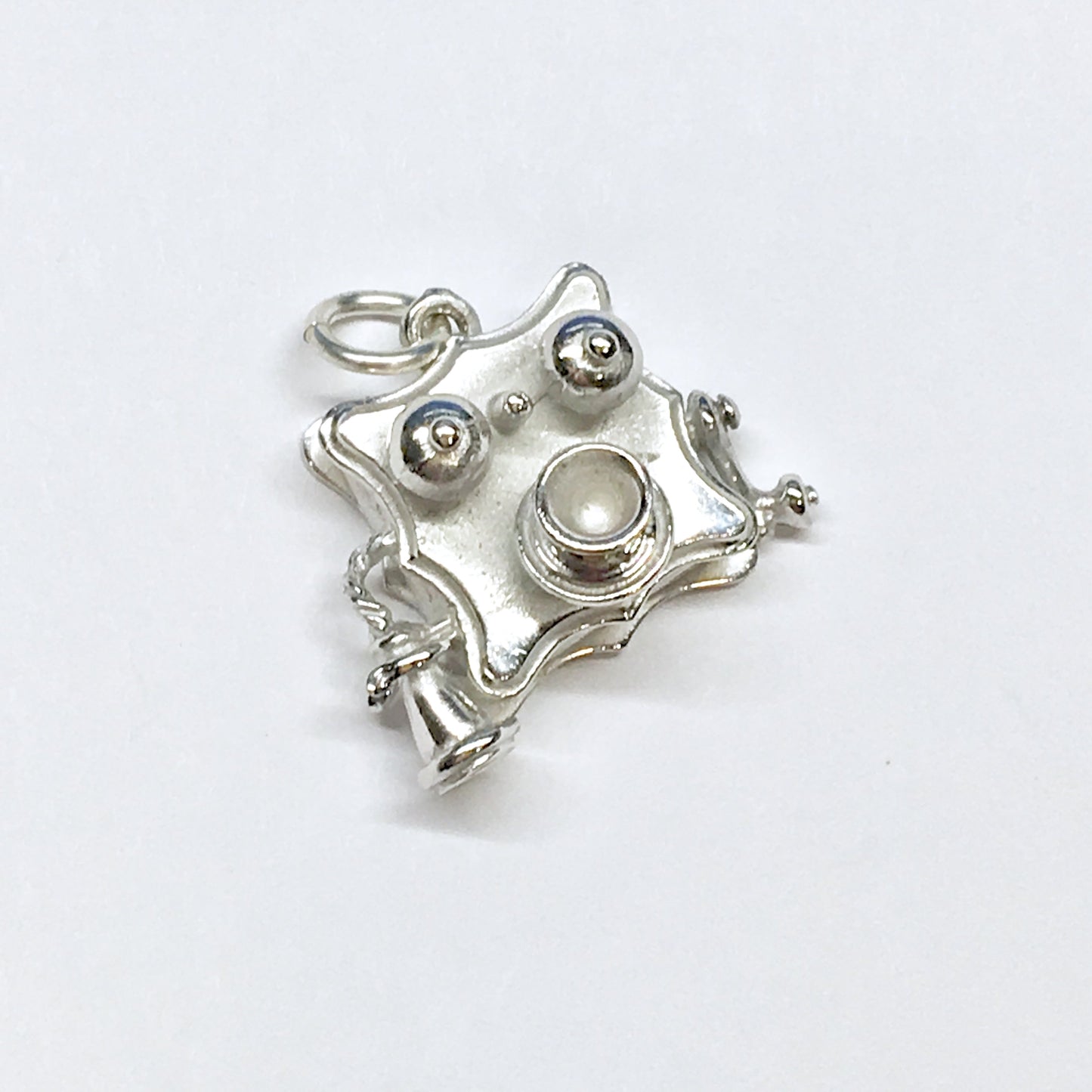Sterling Silver 3d Charm, Vintage Beau 3d Style Hand Crank Phone Charm
