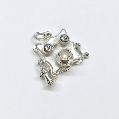 Sterling Silver 3d Charm, Vintage Beau 3d Style Hand Crank Phone Charm