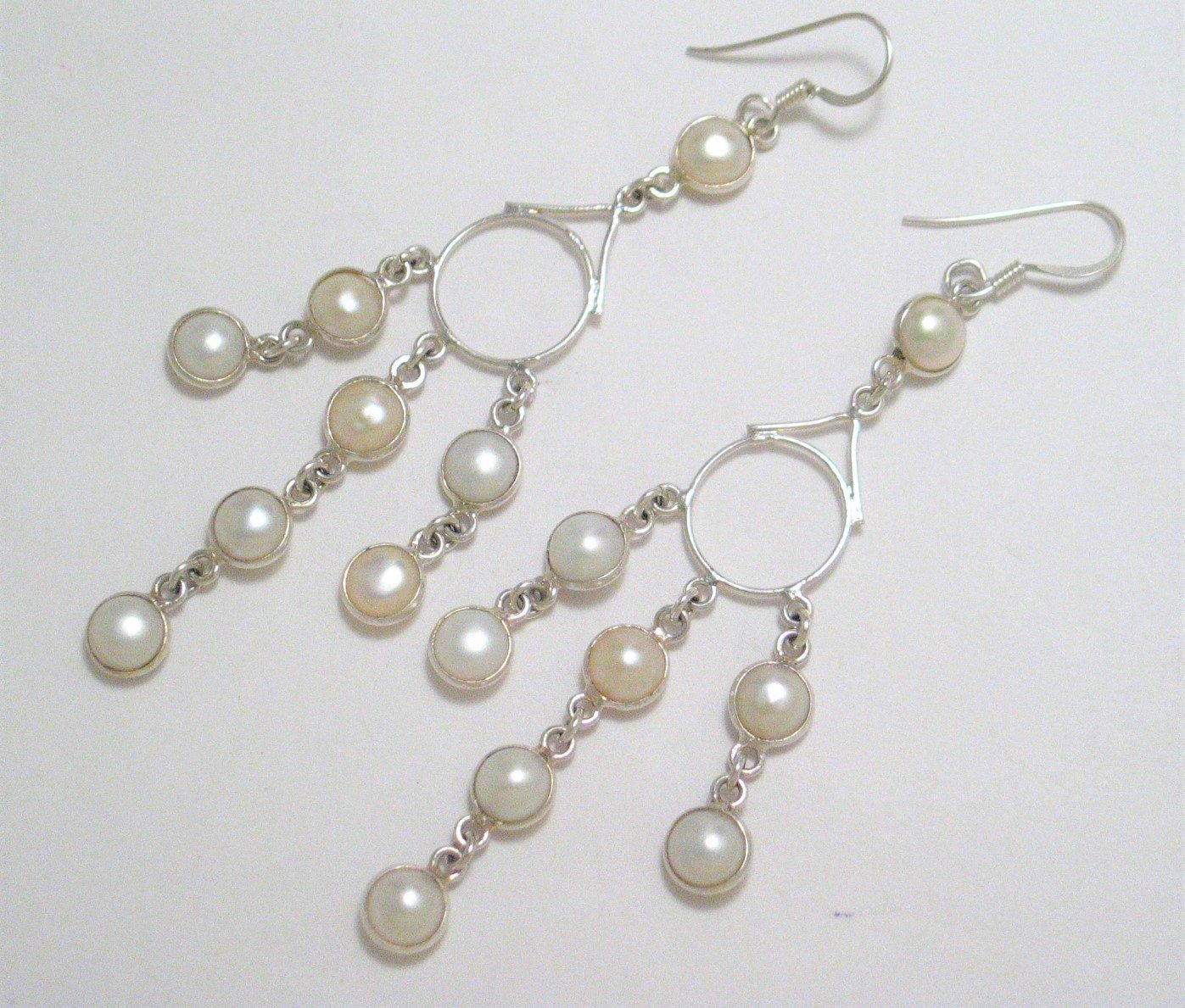 925 Sterling Silver Pearl Chandelier Earrings