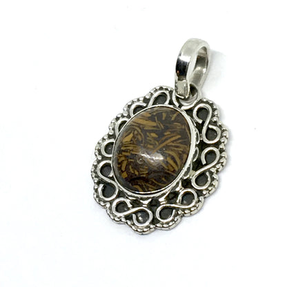 Sterling Silver Chrysanthemum Stone Pendant
