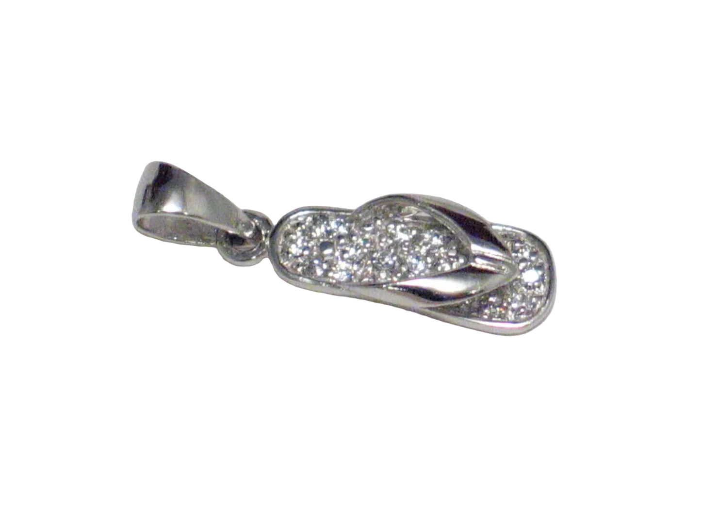 Sterling Silver Pendant, Elegant Cubic Zirconia Stone Silver Flipflop Charm Pendant