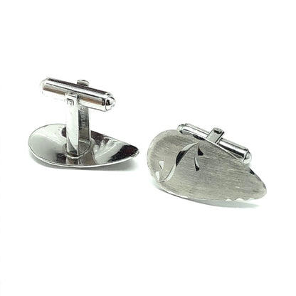 Sterling Silver Cufflinks Mens Brushed Paisley Design Bullet Back Style Cufflinks