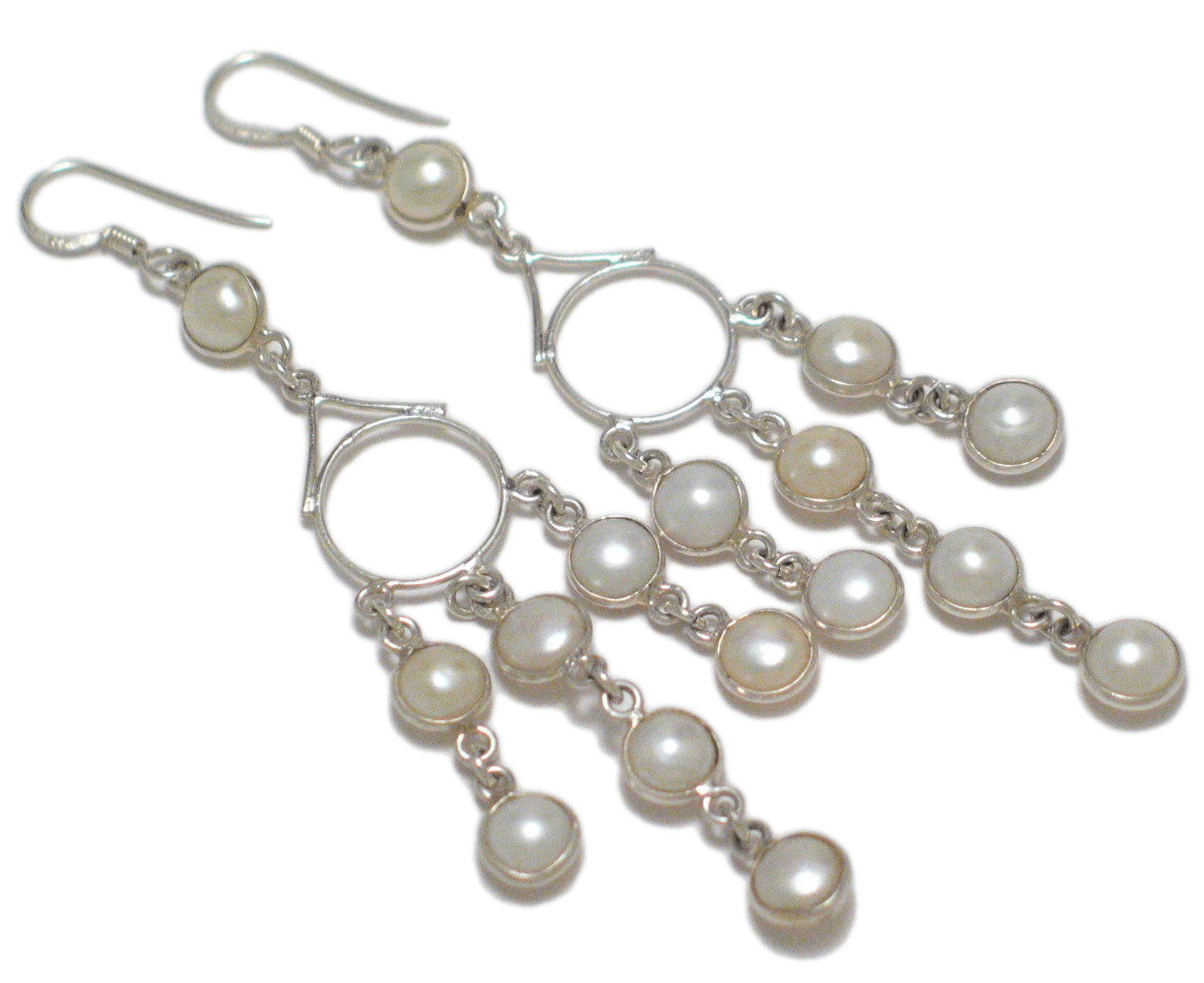 Sterling Silver Pearl Chandelier Earrings