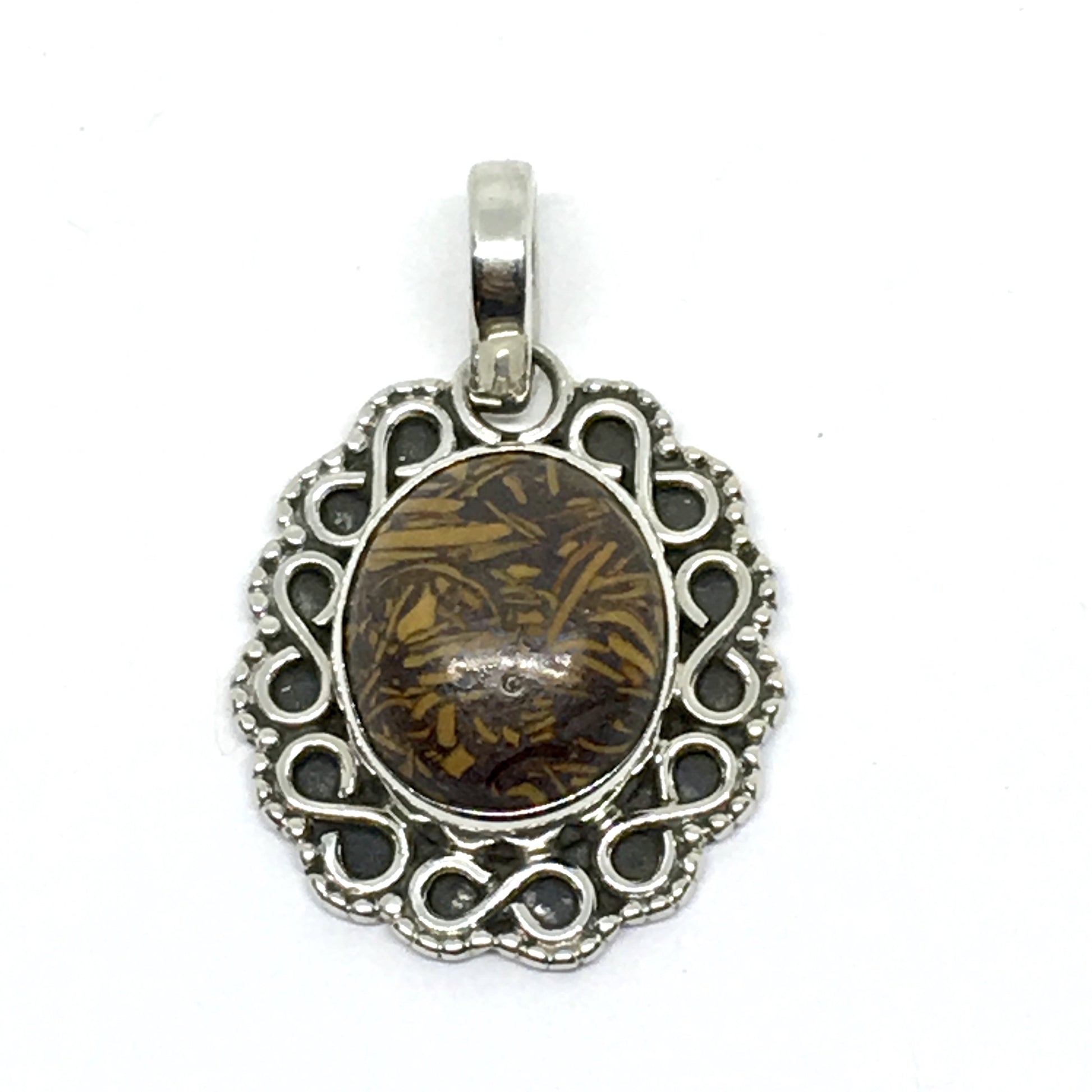 Sterling Silver Chrysanthemum Stone Pendant