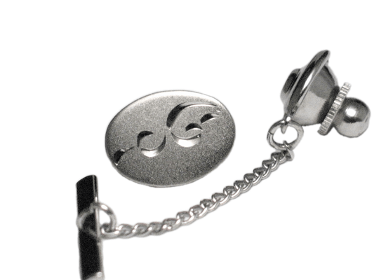 Sterling Silver Tie Tack, Vintage Swag Design Small Oval Tie-tack