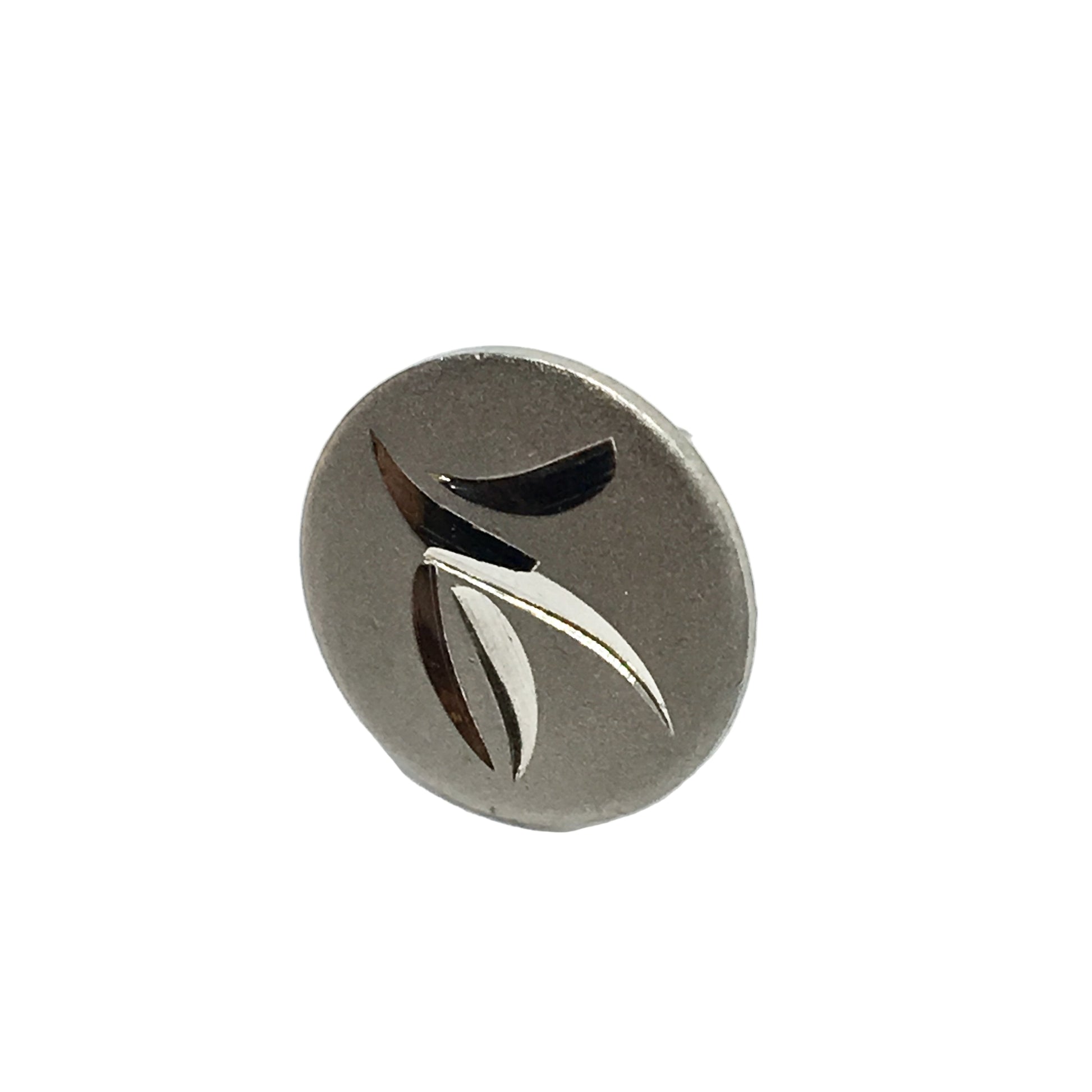 Tie-Tack | Mens used Sterling Silver Diamond Cut Leaf Design Round TieTack