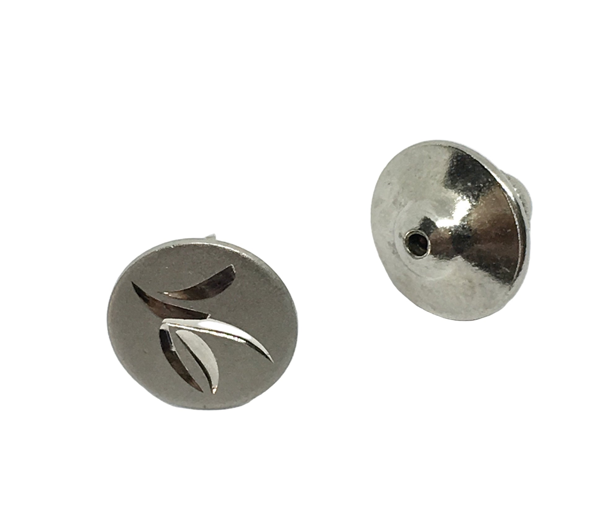 Tie-Tack | Mens used Sterling Silver Diamond Cut Leaf Design Round TieTack