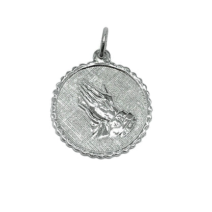 Pendant | Religious Sterling Silver Praying Hands Medallion Charm / Pendant | Jewelry