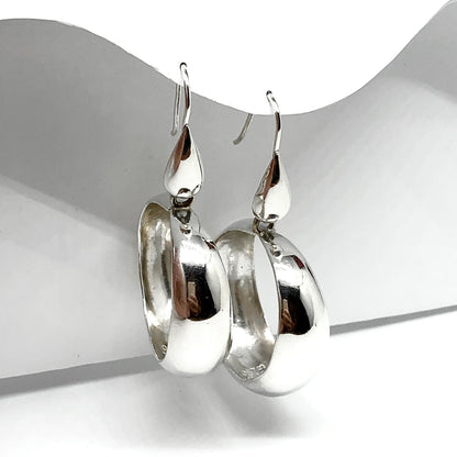 Used Jewelry | Big Sterling Silver 2in Tapered Circle Style Dangle Earrings