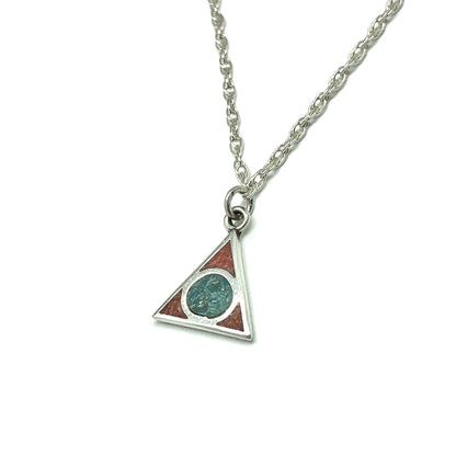 Jewelry - Womens 20in Sterling Silver Small Green Turquoise Triangle Charm Layering Chain Necklace - Blingschlingers Jewelry