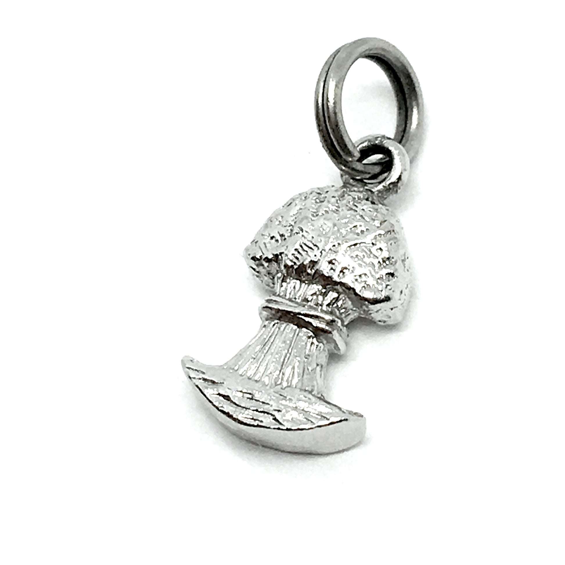 Silver Bracelet Charm Small Sterling Silver 3D Charm, Vintage Broccoli Bunch Bracelet Charm
