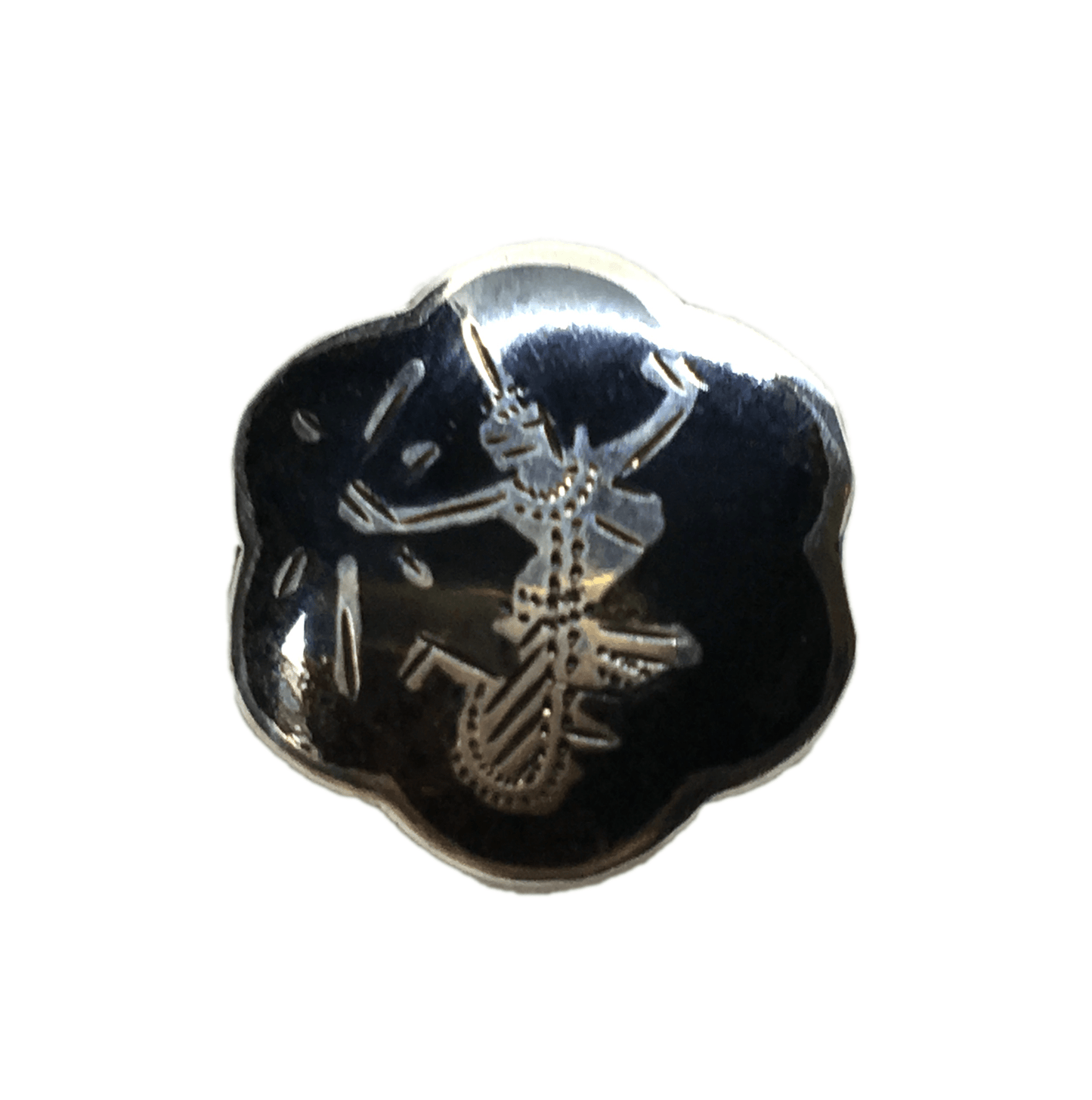 Vintage Sterling Silver Black Niello Glinting Siam Goddess Tie Tack / Lapel Pin