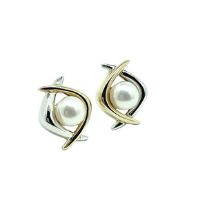 Gold Earrings | Womens 14k White Yellow Gold Australian Boomerang Pearl Earrings | Blingschlingers  Jewelry