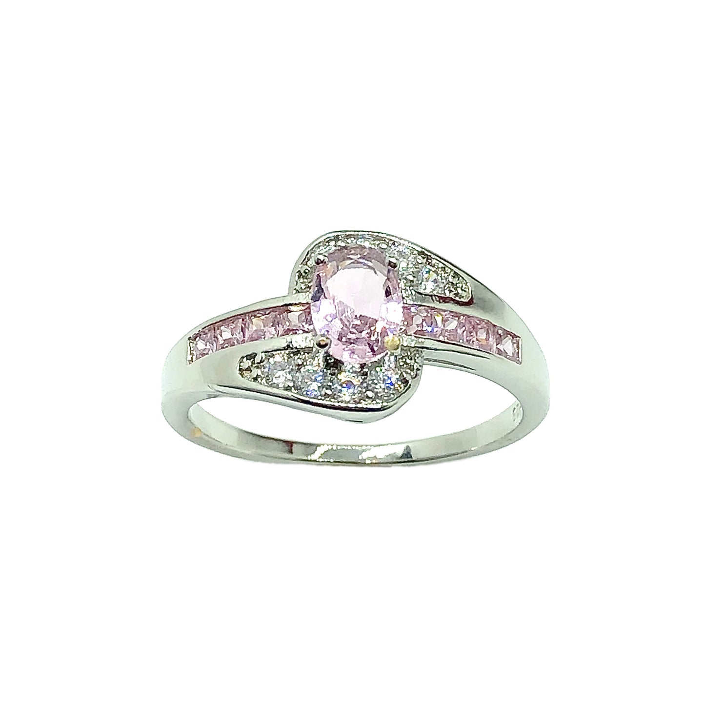 Fashion Jewelry - Womens Shimmery Pink Cz Band Ring