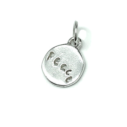 Jewelry - Unisex Sterling Silver Small Round Cut-out Style Inspirational "Peace" Charm - Blingschlingers Jewelry