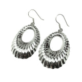 Jewelry used | Sterling Silver Ribbed Oval Design Big Hoop Style Dangle Earrings | Blingschlingers Jewelry