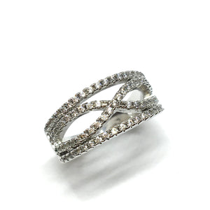 Fashion Jewelry - Womens sz6 Silver Pave Cz Infinity Design Band Ring