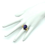 Gold Chevron Ring Sterling Silver Amethyst Purple Gemstone Ring | Fine Jewelry 