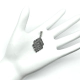 Pendant | Womens Sterling Silver Black Marcasite Waterfall Design Pendant | Jewelry