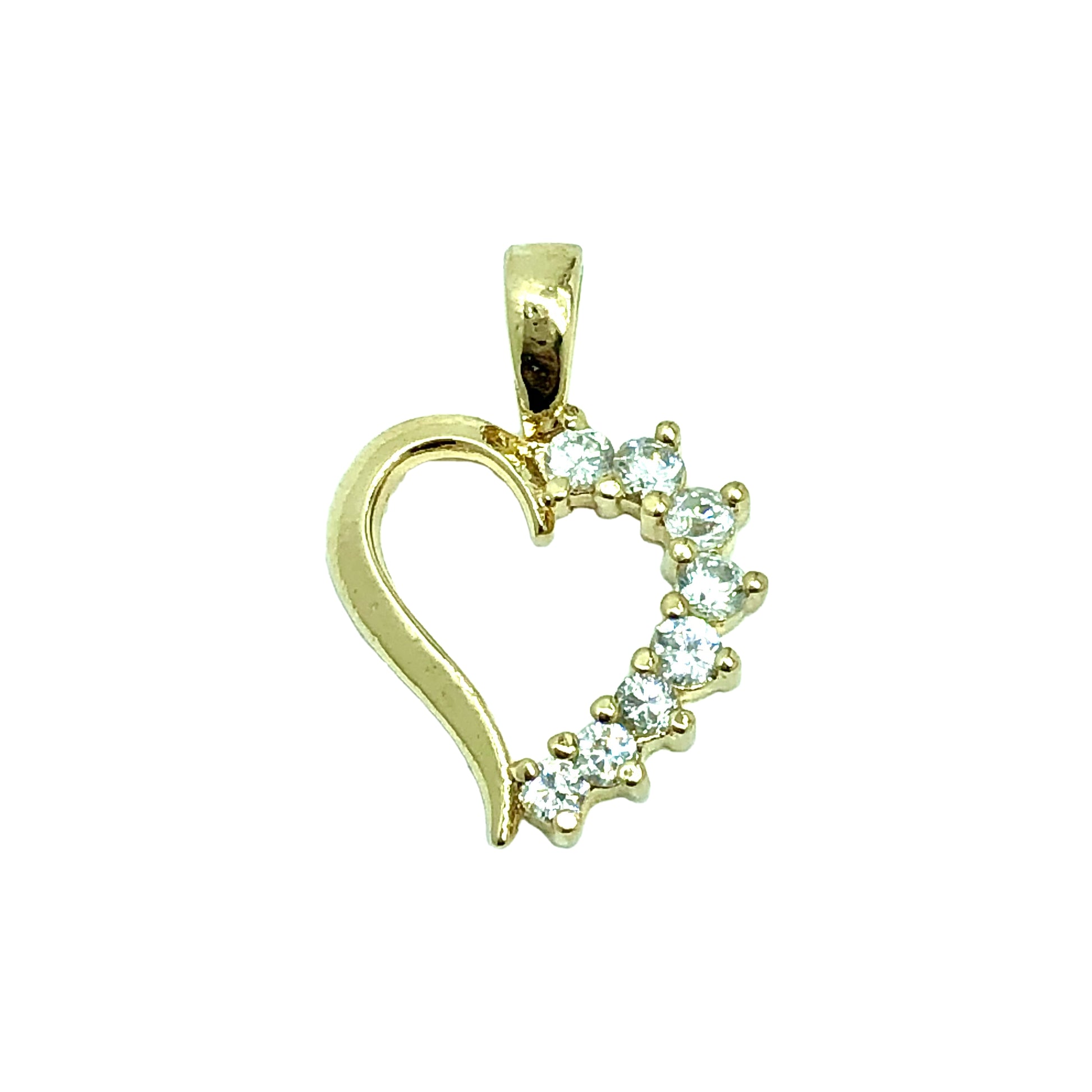 Perfectly Imperfect | 14k Gold Sterling Silver Petite White Cz Open Heart Pendant