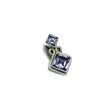 Womens Sterling Silver Purple Cubic Zirconia 2 Stone Design Pendant