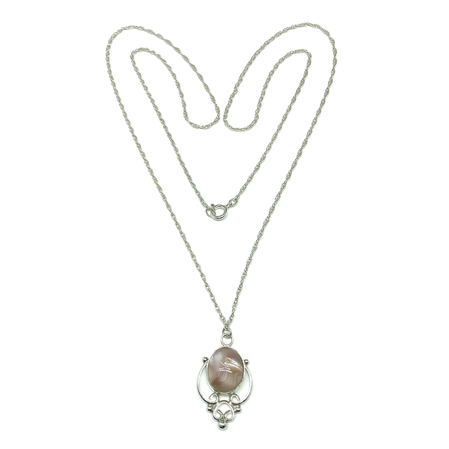Jewelry Womens 24" Sterling Silver Pink Pearl Layering Chain Necklace