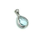 Jewelry used | Womens Sterling Silver Checkerboard Cut Blue Teardrop Small Pendant - Blingschlingers Jewelry