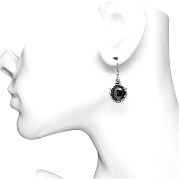 Jewelry > Earrings | Womens Sterling Silver Metallic Black Hematite Stone Dangle Earrings