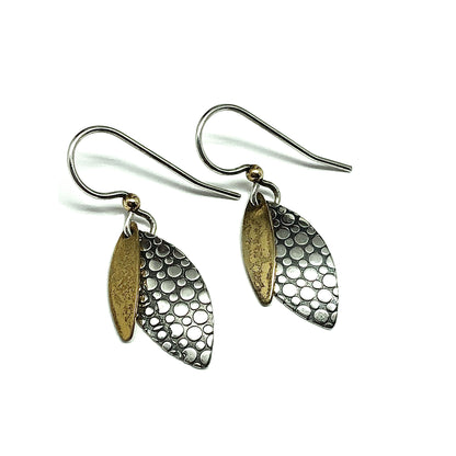 Estate Jewelry | 925 Silver Oxidized Pebble Dot Design Marquise Dangle Earrings Womans