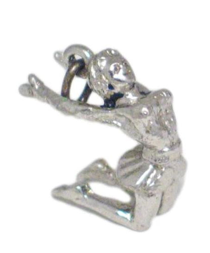 3d Bracelet Charm, Vintage Womens Olympic Gymnastics Backflip Cheerleader Gymnast Pendant