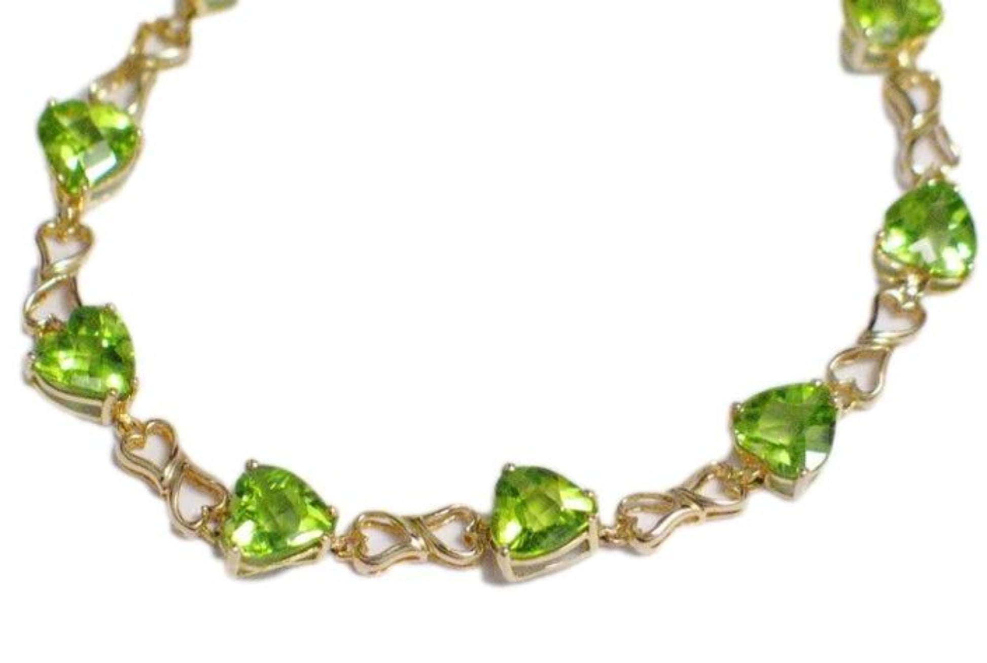 Gold Bracelets | Womens 10k Gold Green Peridot Heart Bracelet | Jewelry