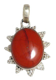Pendant | Sterling Silver Edgy Red Agate Stone Pendant | Womens Mens  Jewelry