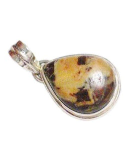 Sterling Silver Teardrop Design Brown Matrix Stone Pendant
