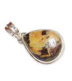 Sterling Silver Teardrop Design Brown Matrix Stone Pendant