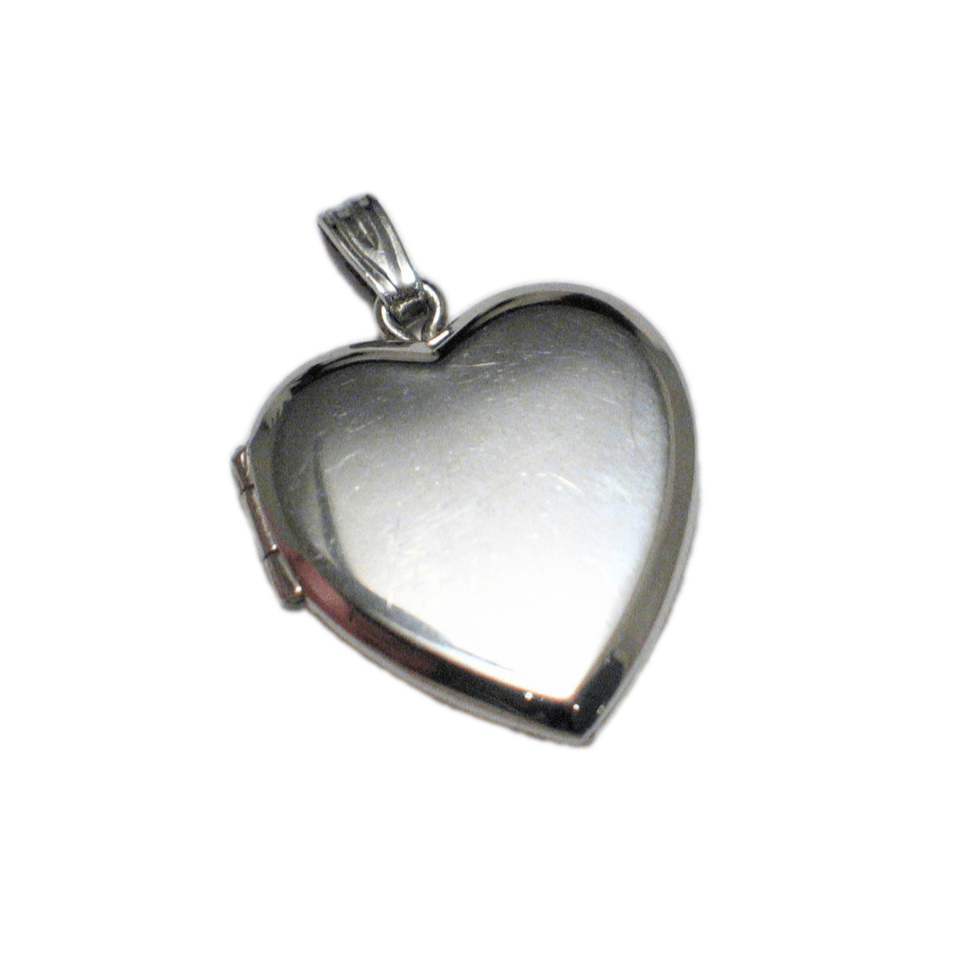 Heart Charm, Womens Delicate 1950s Sterling Silver Photo Heart Locket Pendant - Discount Vintage Jewelry - Blingschlingers