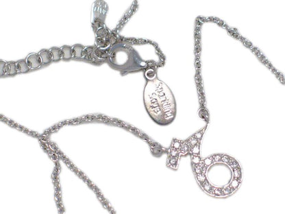 Silver Necklaces | Sterling Silver Dainty Symbol Station Chain Necklace 18" | Discount Estate Jewelry Online