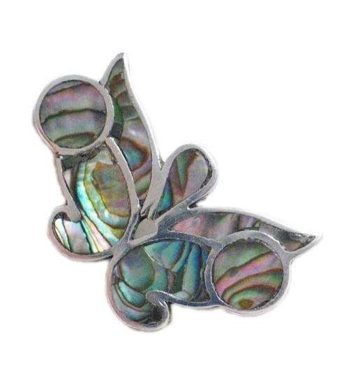 Sterling Silver Brooch, Vintage Jewelry Abalone Butterfly Brooch / Lapel Pin