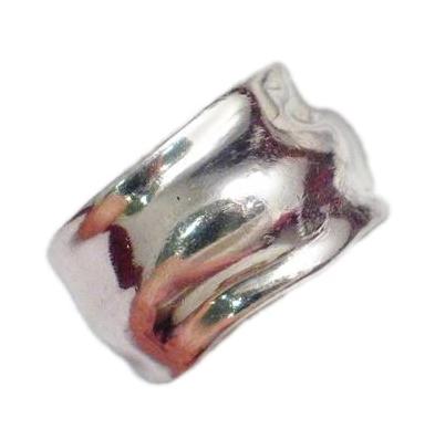 Sterling Silver Ring, Mens Womens sz11, Organic Flowing Style 15mm Wide Cigar Band Ring - Discount Pre-owned Jewelry