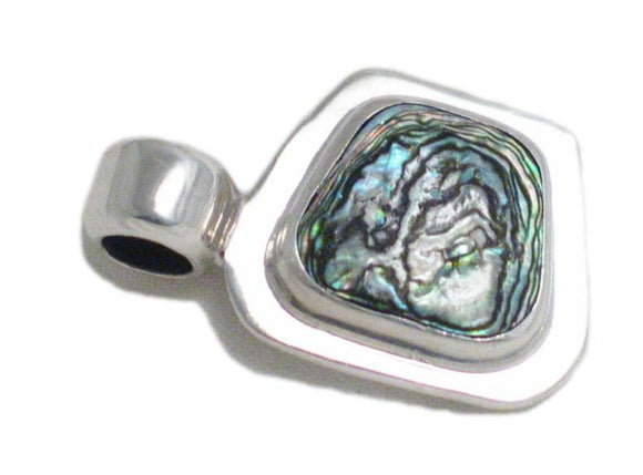 Silver Pendants | Sterling Silver Geometric Design Rainbow Abalone Pendant | Discount Estate Jewelry