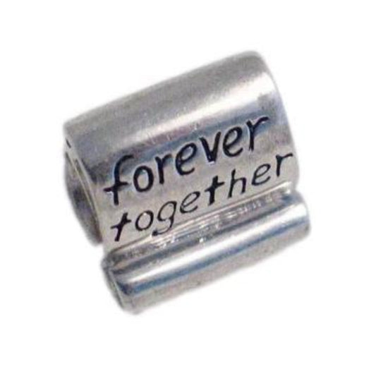 Charm, Sterling Silver Inspirational Quote " Forever Together " European Style Bead Bracelet Charm - Blingschlingers Jewelry
