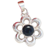 Pendant | Sterling Silver Black Flower Stone Pendant | Jewelry