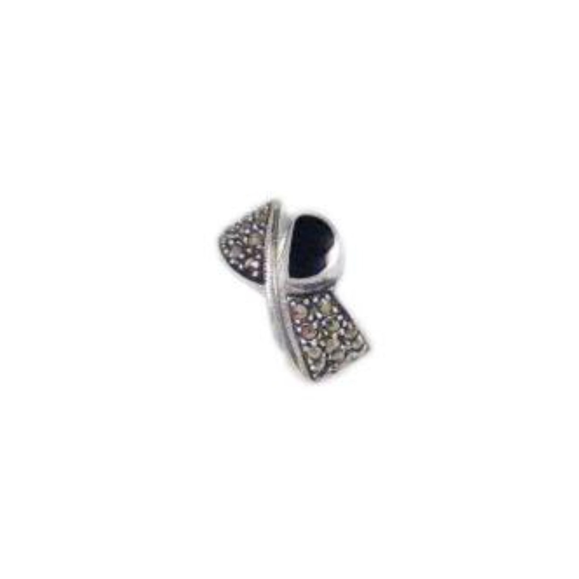 Silver Rings | Sterling Silver Black Onyx Marcasite Stone Ring 5.5 | Wide Bands