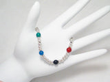 Bead Bracelets | Sterling Silver Multi Color Energy Ball Chain Bracelet 7.25" | Discount Estate Jewelry Online at Blingschlingers 
