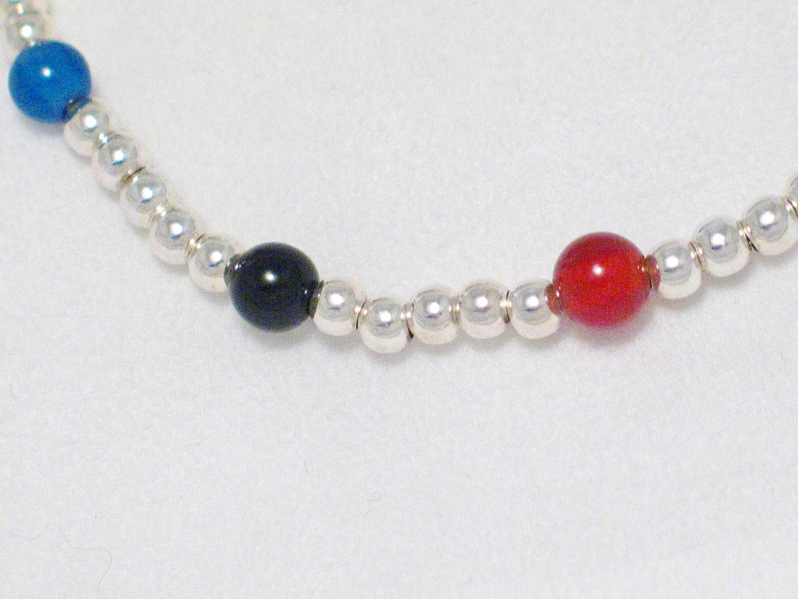 Bead Bracelets | Sterling Silver Multi Color Energy Ball Chain Bracelet 7.25" | Estate Fine Jewelry Online