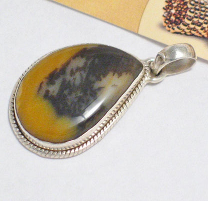 Pendant | Sterling Silver Vivid Calico Stone Teardrop Pendant 