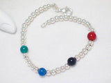 Bead Bracelets | Sterling Silver Multi Color Energy Ball Chain Bracelet 7.25" | Estate Fine Jewelry Online at Blingschlingers 