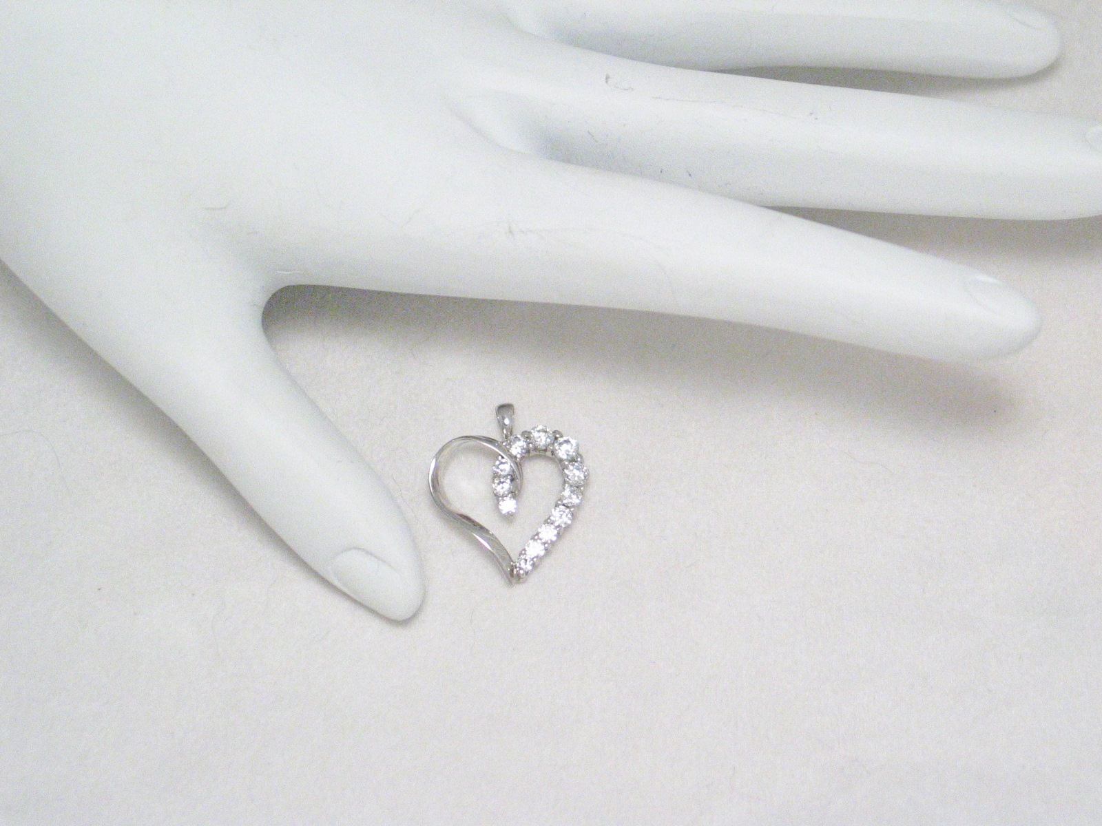 Pendant | Womens 10k White Gold Cubic Zirconia Open Heart Pendant | Jewelry