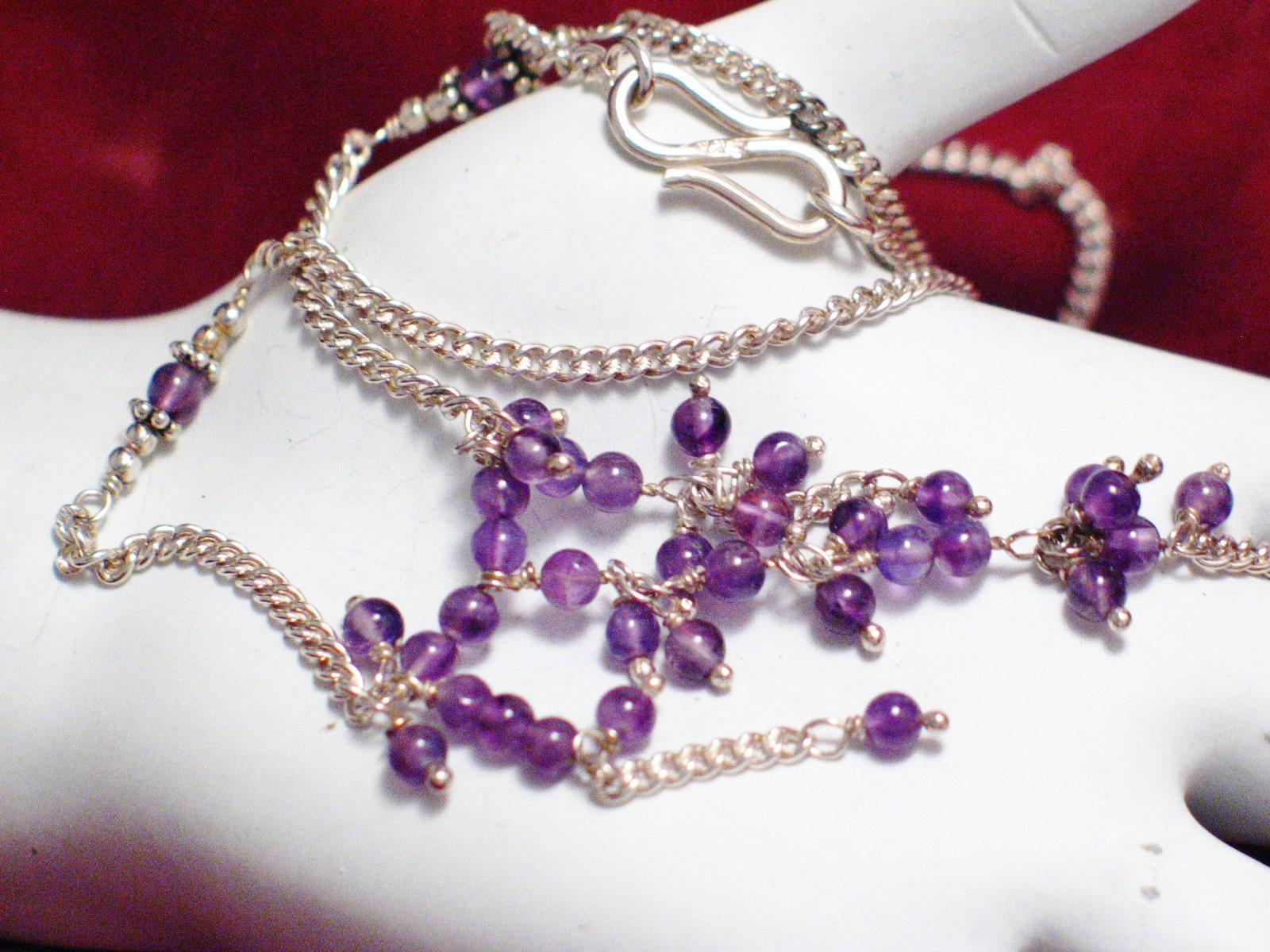 Earrings | 3.5" Sterling Silver Beaded Amethyst Earrings & Tassel Necklace set 18" | Jewelry