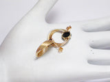14k Gold Black Spinel Multi Ring Hoop Earrings